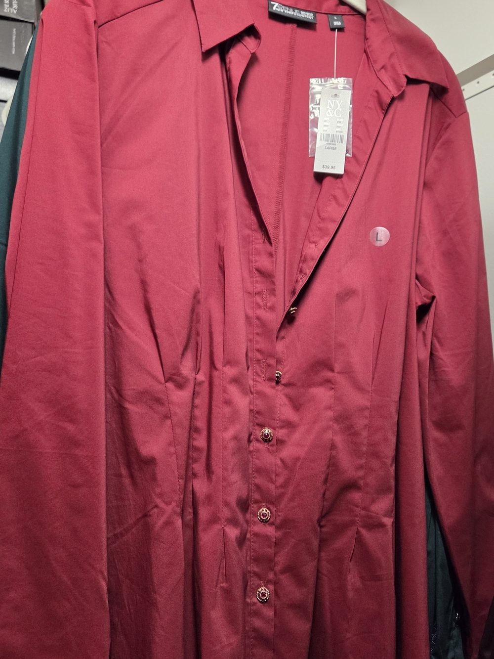 New York & Co. Burgundy  Button-Up Shirt